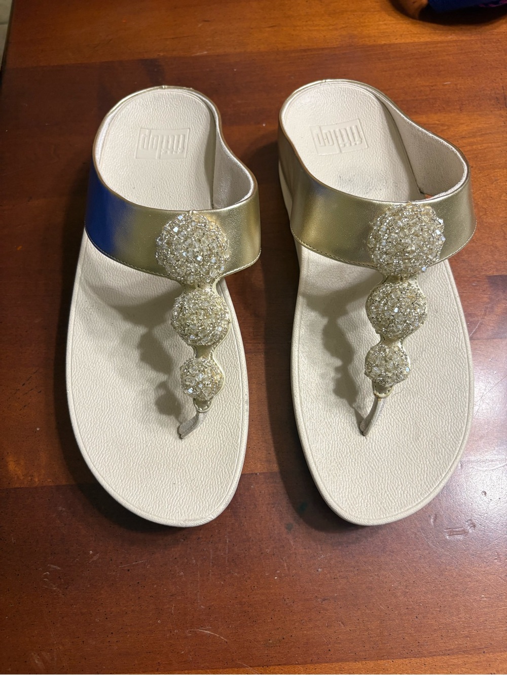 Fitflop Gold Jeweled Thong Sandals